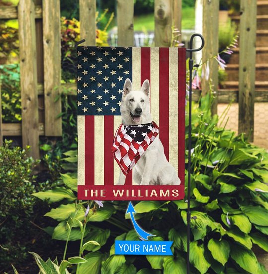 BIF1328 White German Shepherd Personalized Flag