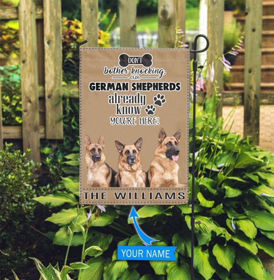 BIF1404 German Shepherd Don't bother knocking personalized flag