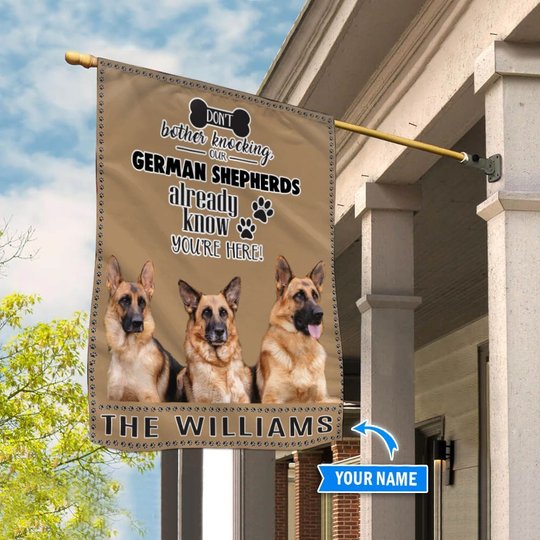 BIF1404 German Shepherd Don't bother knocking personalized flag