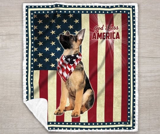 German Shepherd God Bless America Quilt Bed Set & Quilt Blanket