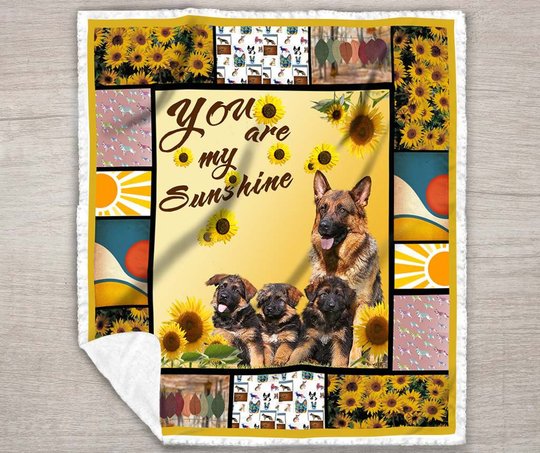 QUI28012 German Shepherd Sunflower Quilt Blanket