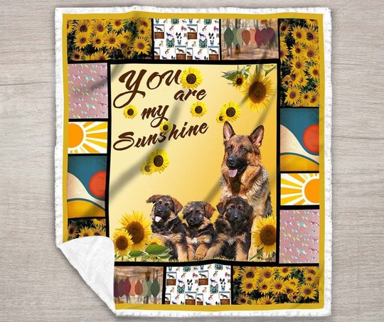 QUI28012 German Shepherd Sunflower Quilt Blanket