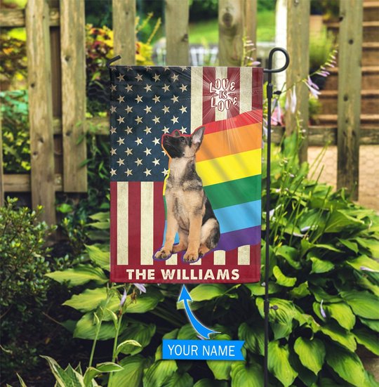 MHFCHO307 German Shepherd LGBT Personalized Flag