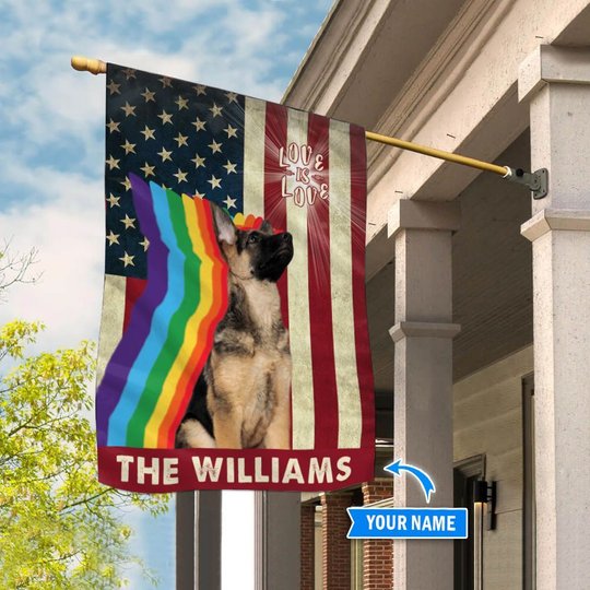 MHFCHO407 German Shepherd LGBT Personalized Flag