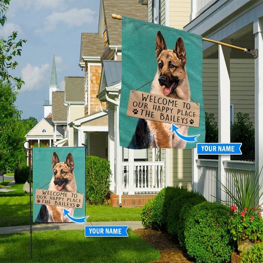 THF20072205 German Shepherd-Welcome to our happy place Personalized Flag