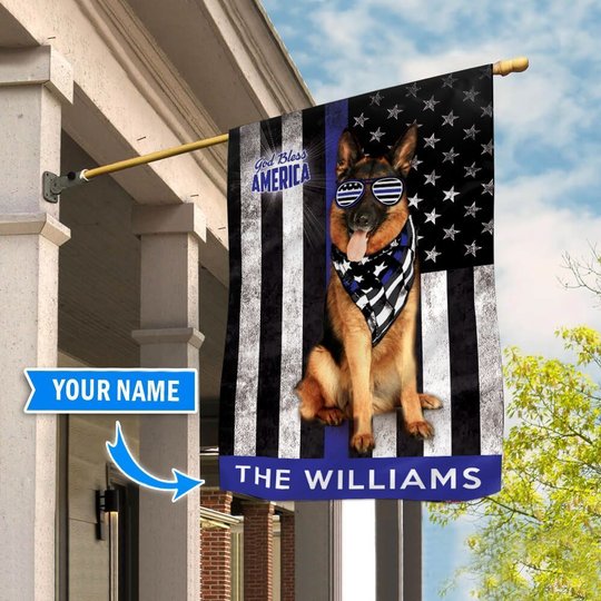 DIF8002-German Shepherd-Police -Personalized flag
