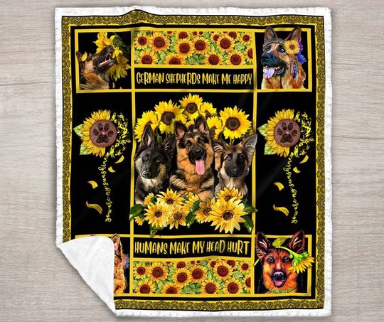 DDQ121301 German Shepherds Make Me Happy Quilt Blanket