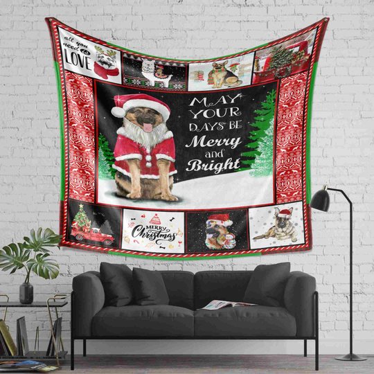 DDUSAB151101 German Shepherd Xmas Fleece Blanket – Made in USA