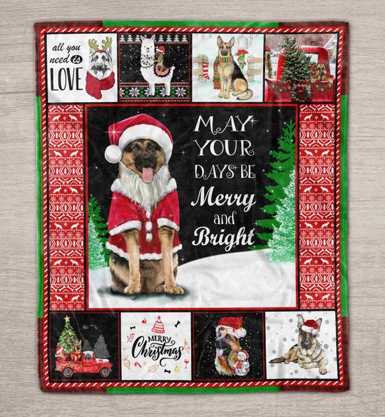 DDUSAB151101 German Shepherd Xmas Fleece Blanket – Made in USA