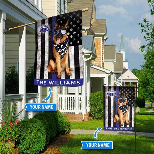 DIF8002-German Shepherd-Police -Personalized flag