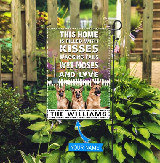 BIF2510 German shepherds This Home Is Filled With Kisses Personalized Flag