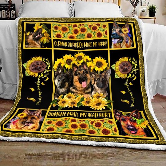 DDQ121301 German Shepherds Make Me Happy Quilt Blanket