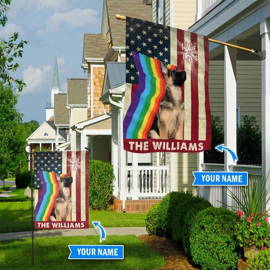 MHFCHO407 German Shepherd LGBT Personalized Flag