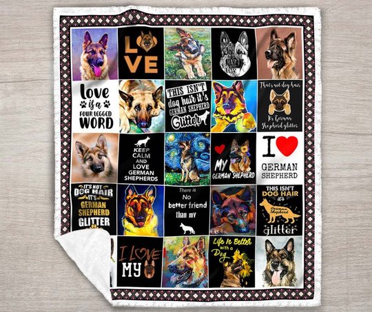 DDQ121801 Love German Shepherd Quilt Blanket