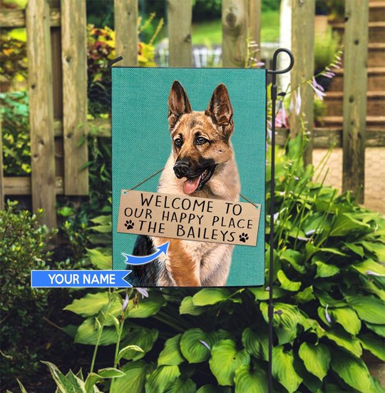 THF20072205 German Shepherd-Welcome to our happy place Personalized Flag
