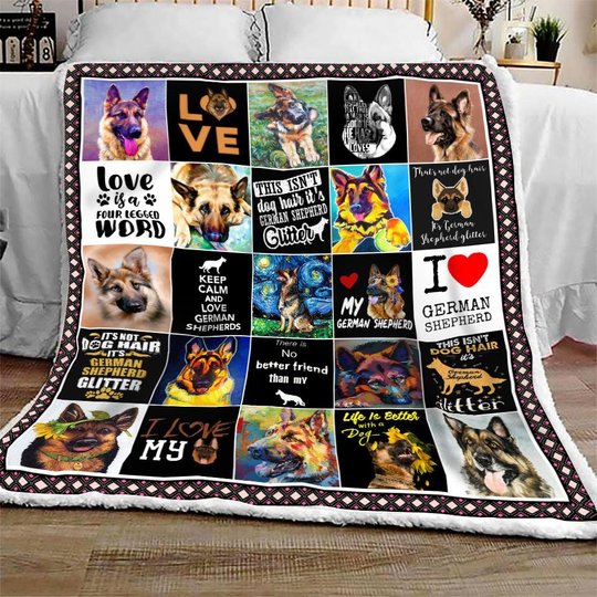 DDQ121801 Love German Shepherd Quilt Blanket