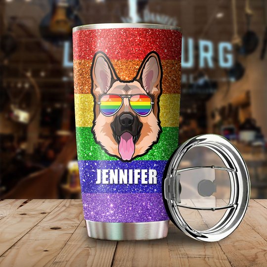 MHUCHO107 German Shepherd LGBT Personalized Stainless Steel Tumbler