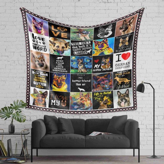 DDUSAB121801 Love German Shepherd Fleece Blanket – Made in USA