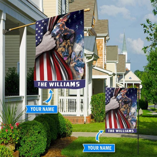 HUFDOG1004 German Shepherd Personalized Flag