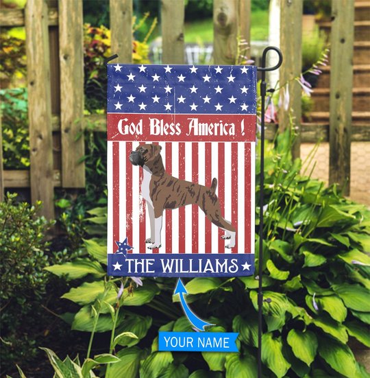 CHFD3015 Boxer God Bless America Personalized Flag