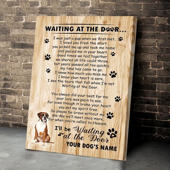 BID20070209 Boxer Waiting At The Door Personalized Matte Canvas