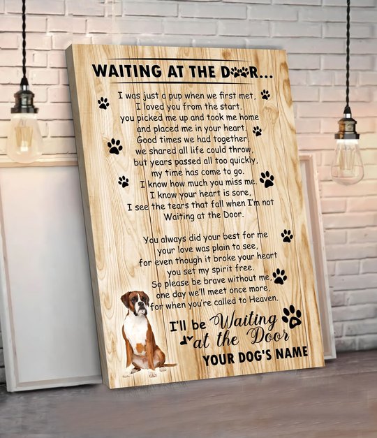 BID20070209 Boxer Waiting At The Door Personalized Matte Canvas