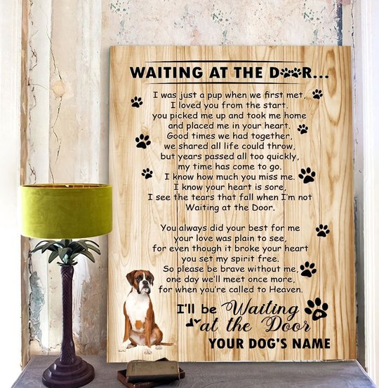 BID20070209 Boxer Waiting At The Door Personalized Matte Canvas