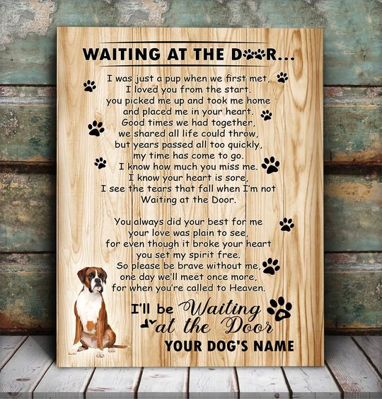 BID20070209 Boxer Waiting At The Door Personalized Matte Canvas