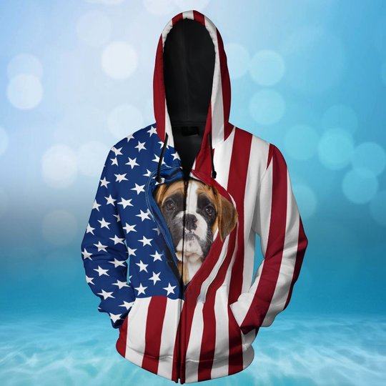 BIT0402 Boxer Opened Flag USA 3D HOODIE