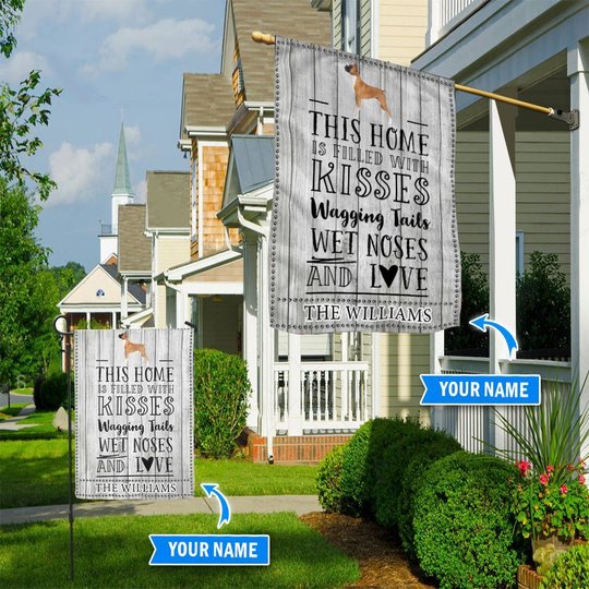 BIF2402 Boxer This Home Is Filled With Kisses Personalized Flag