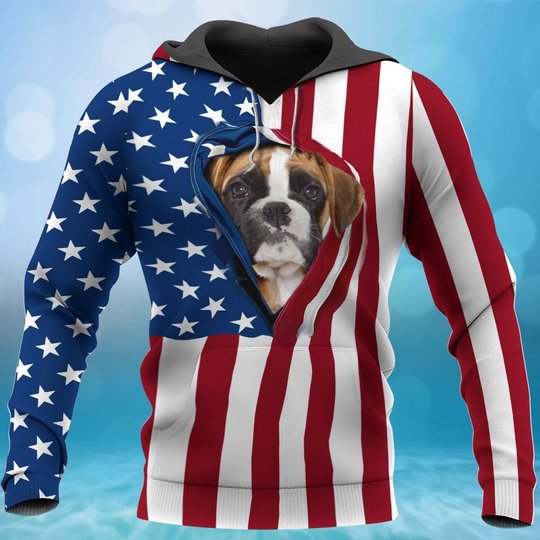 BIT0402 Boxer Opened Flag USA 3D HOODIE