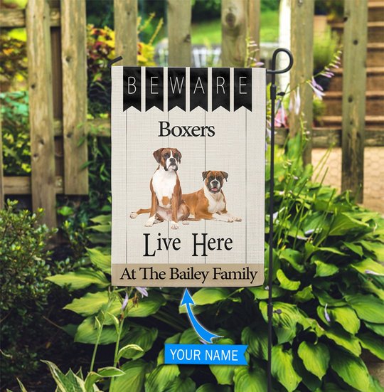 BIF2308 Beware Boxers Live here Personalized Flag