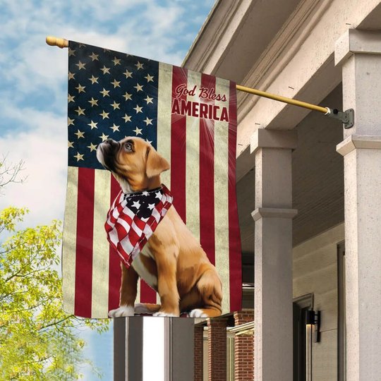 THF0121 boxer God Bless House Flag