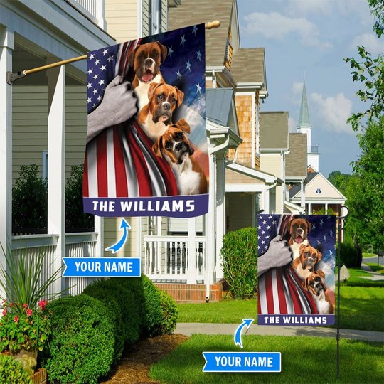 HUFDOG1002 Boxer Personalized Flag