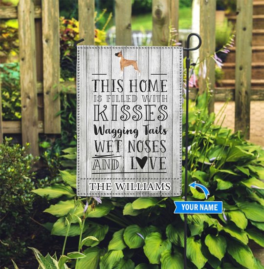BIF2402 Boxer This Home Is Filled With Kisses Personalized Flag