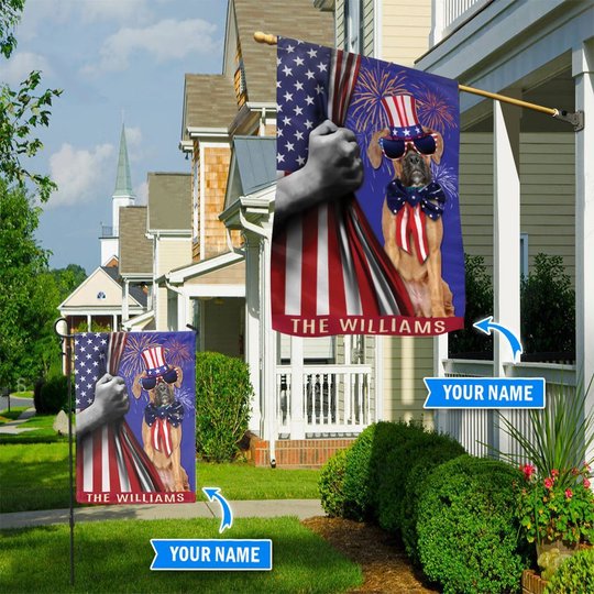 BIF1504 Boxer Independence Day Personalized Flag