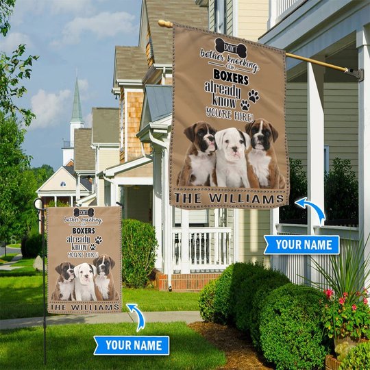 BIF1405 Boxer Don't bother knocking personalized flag