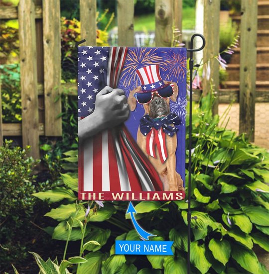 BIF1504 Boxer Independence Day Personalized Flag