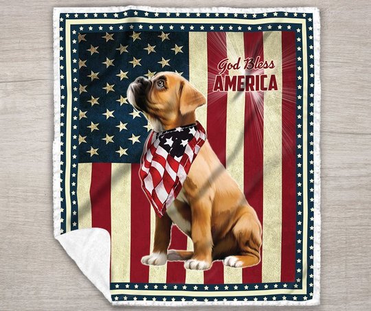 Boxer God Bless America Quilt Bed Set & Quilt Blanket
