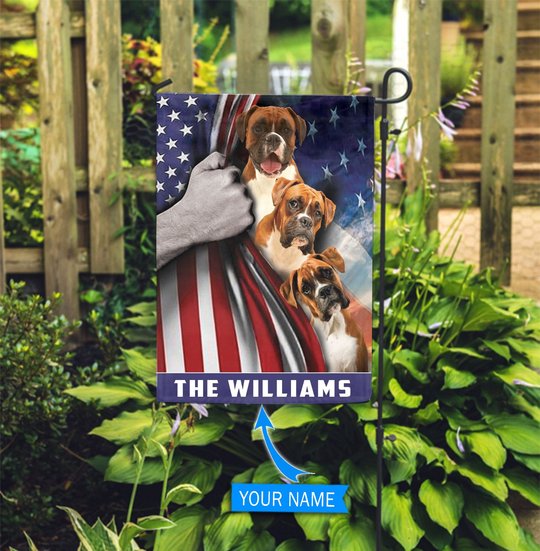 HUFDOG1002 Boxer Personalized Flag