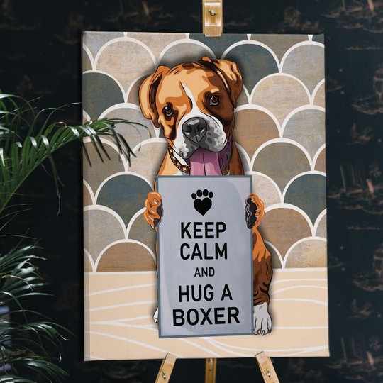CHD0128 Keep Calm And Hug A Boxer Matte Canvas