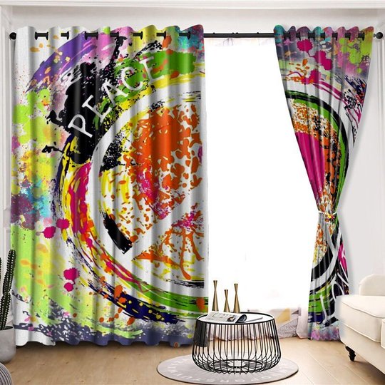 CHW015 Hippie Peace Love WINDOW CURTAINS