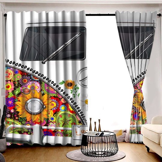 DIWA012-BUS hippie WINDOW CURTAINS - QUILT BED SET
