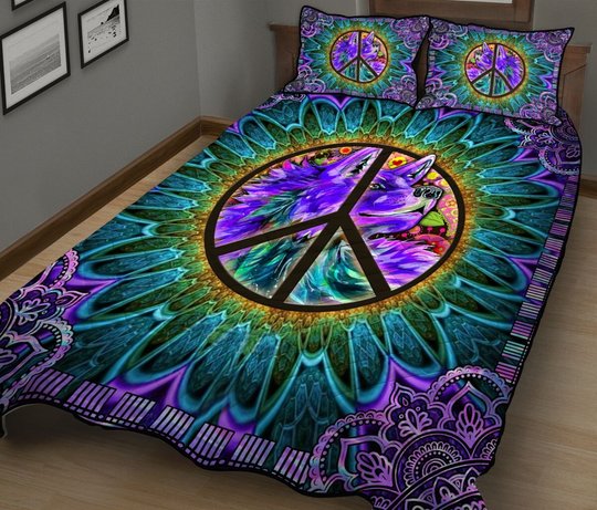 DIEH5007-HIPPIE-Wolf Quilt Bed Set
