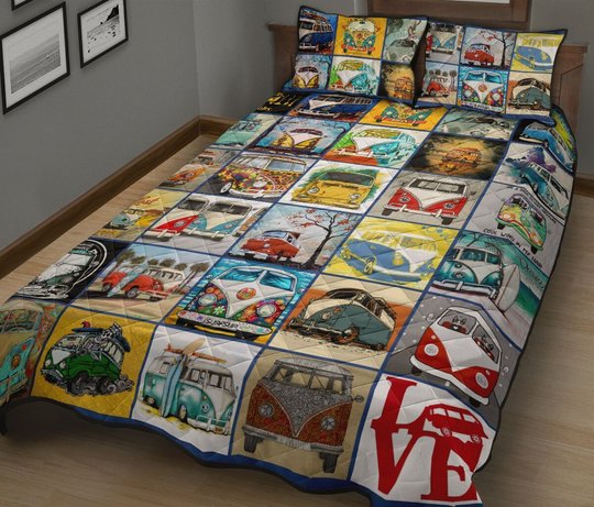DIEXM2009-BUS VW HIPPIE Quilt Bed Set