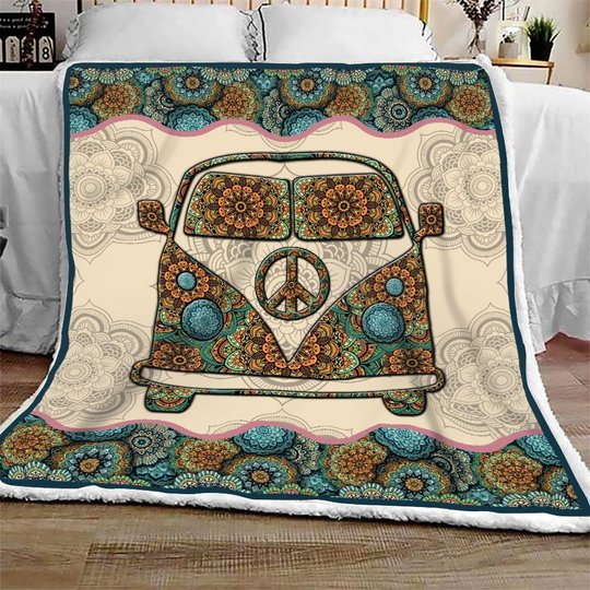 DIEH7001-Hippie bus Quilt Bed Set-Quilt Blanket