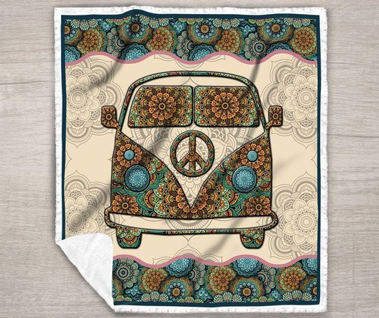 DIEH7001-Hippie bus Quilt Bed Set-Quilt Blanket