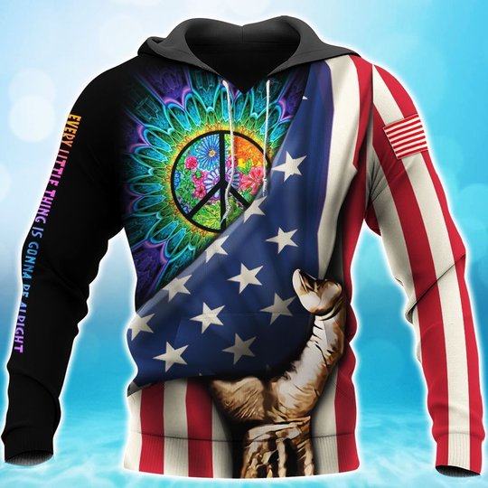 BIT0502 Hippie Opened Flag US 3D HOODIE