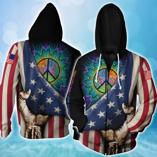 BIT0502 Hippie Opened Flag US 3D HOODIE