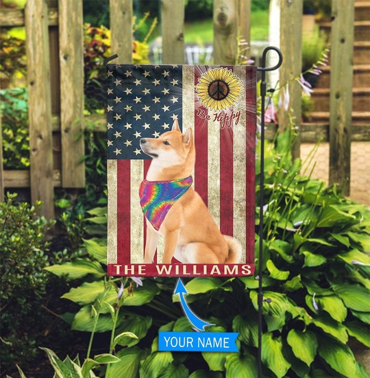 MHFCHO118 Shiba inu Hippie Personalized Flag